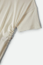 Women's Carefree Organic Garment Dye Cinch T-Shirt in the color Off White - Additional Laydown image