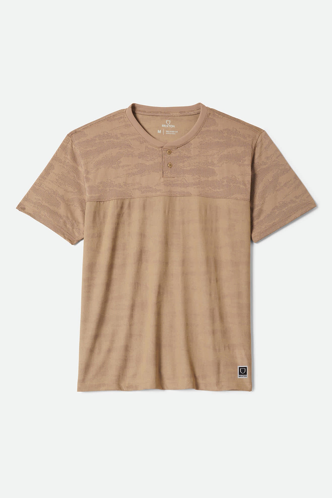 Men's Journey Short Sleeve Henley in the color Desert Tiger Camo - Front Product View