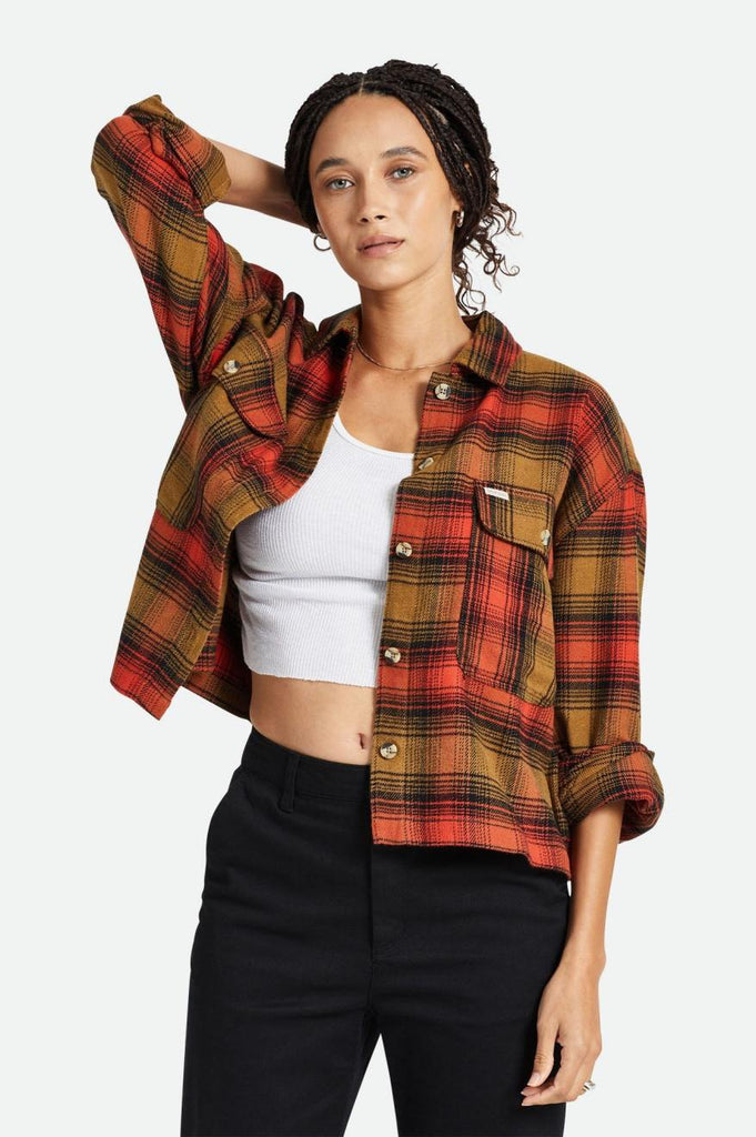Brixton Bowery Women's L/S Flannel - Washed Copper/Barn Red