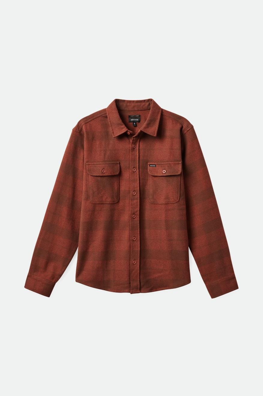 Bowery Stretch Water Resistant L/S Flannel - Sepia/Terracotta