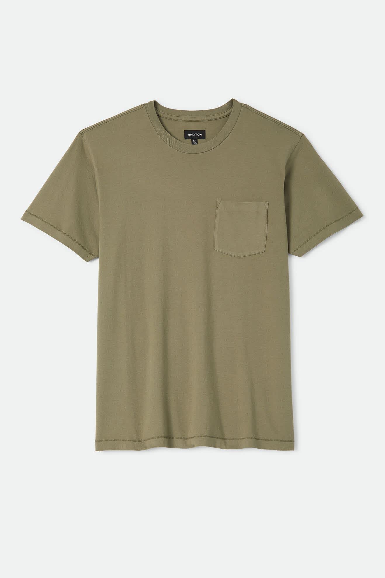 Men's Brixton Baseline Pocket T-Shirt in the color Olive Surplus Vintage Wash - Front Product View