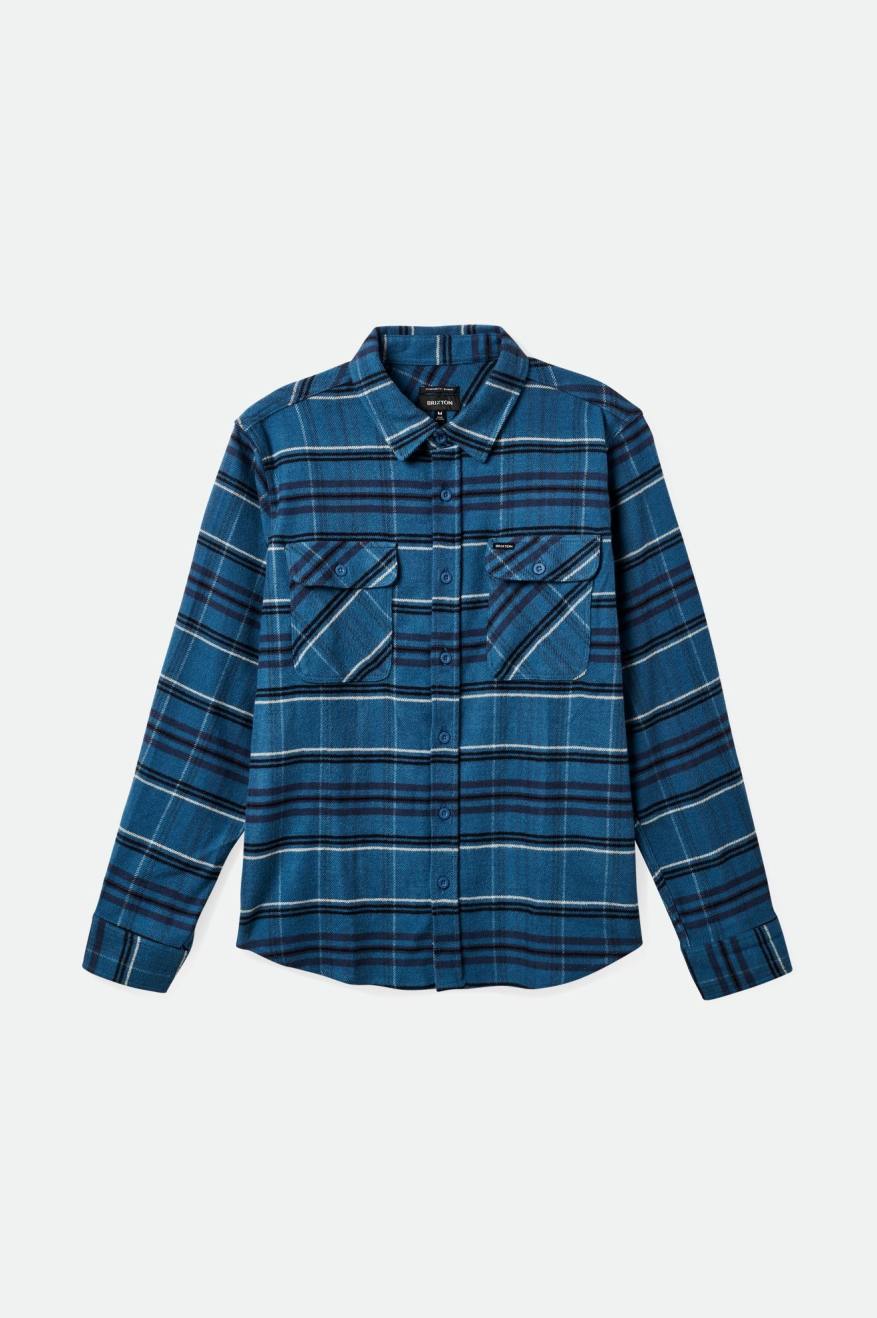 Bowery Stretch Water Resistant L/S Flannel - Ocean Blue/Washed Navy/Mineral Grey