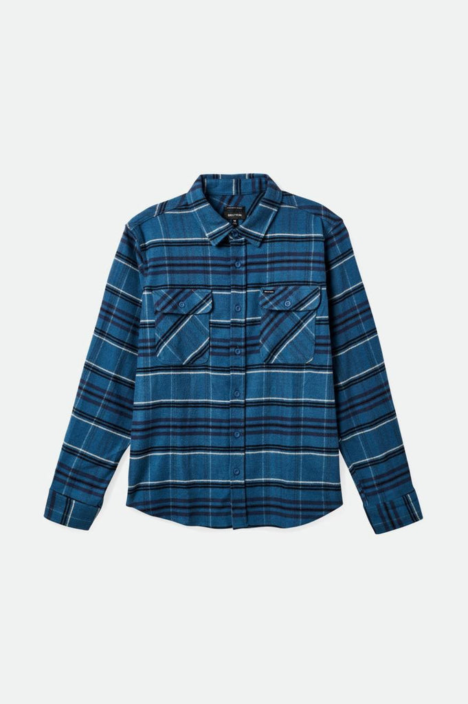 Brixton Bowery Stretch Water Resistant L/S Flannel - Ocean Blue/Washed Navy/Mineral Grey