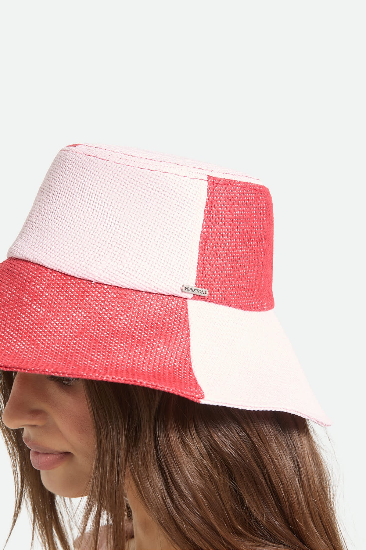 Free People Brixton Monroe Linen Visor Hat Pink Cream Stripe BNWT RETIRED 1 LEFT Women main image 2