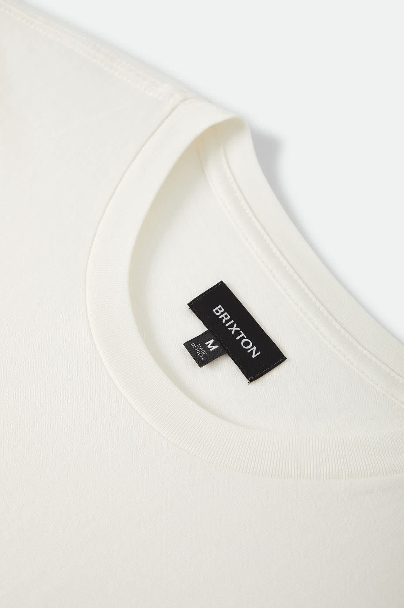 Men's Brixton Baseline Pocket T-Shirt in the color Off White Vintage Wash - Additional Laydown image