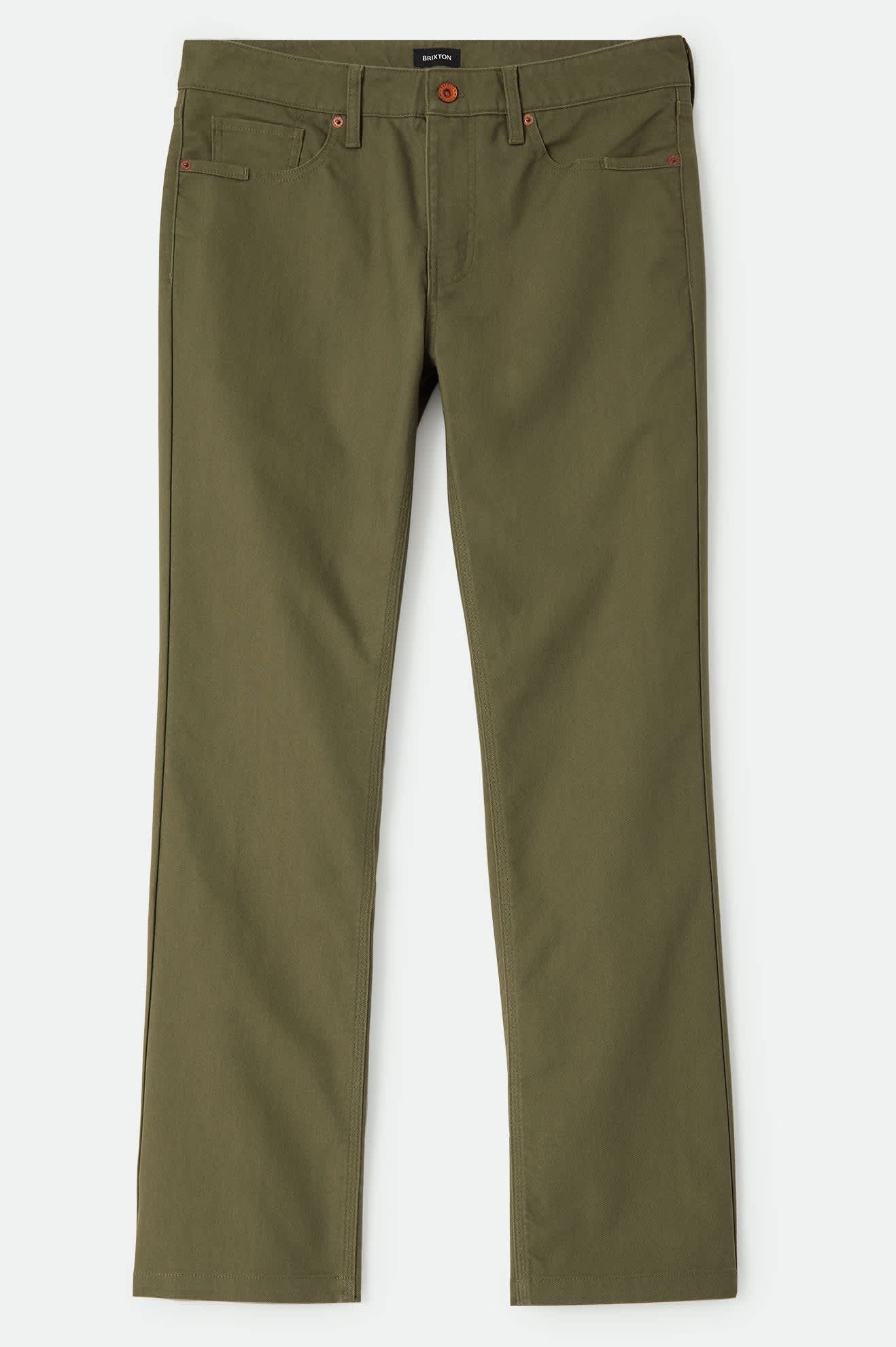 Men's Builders 5-Pocket Pant in the color Dark Olive - Front Product View