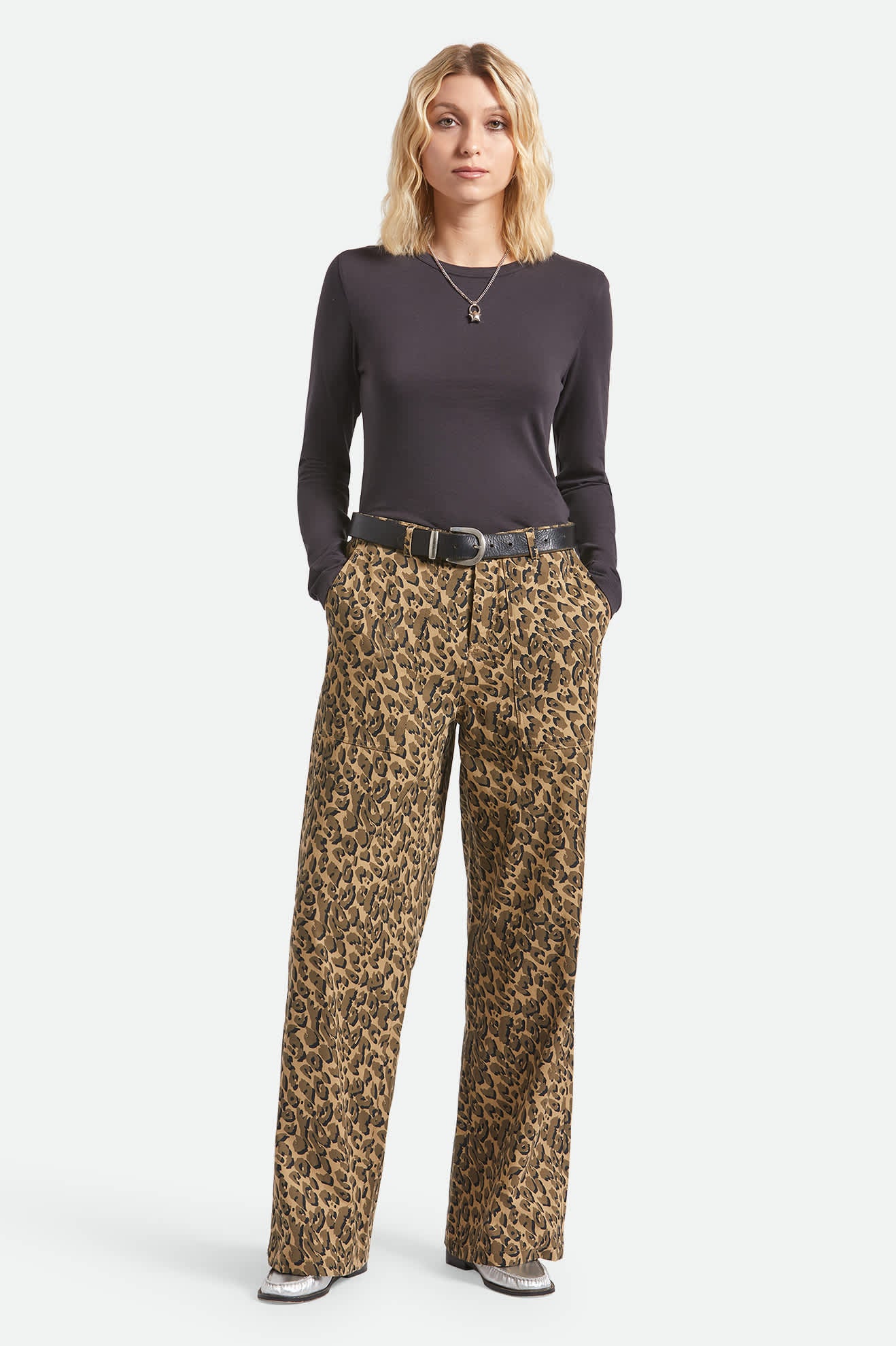 Women's Jane Utility Wide Leg Pant in the color Brown Cheetah - Additional Fit image