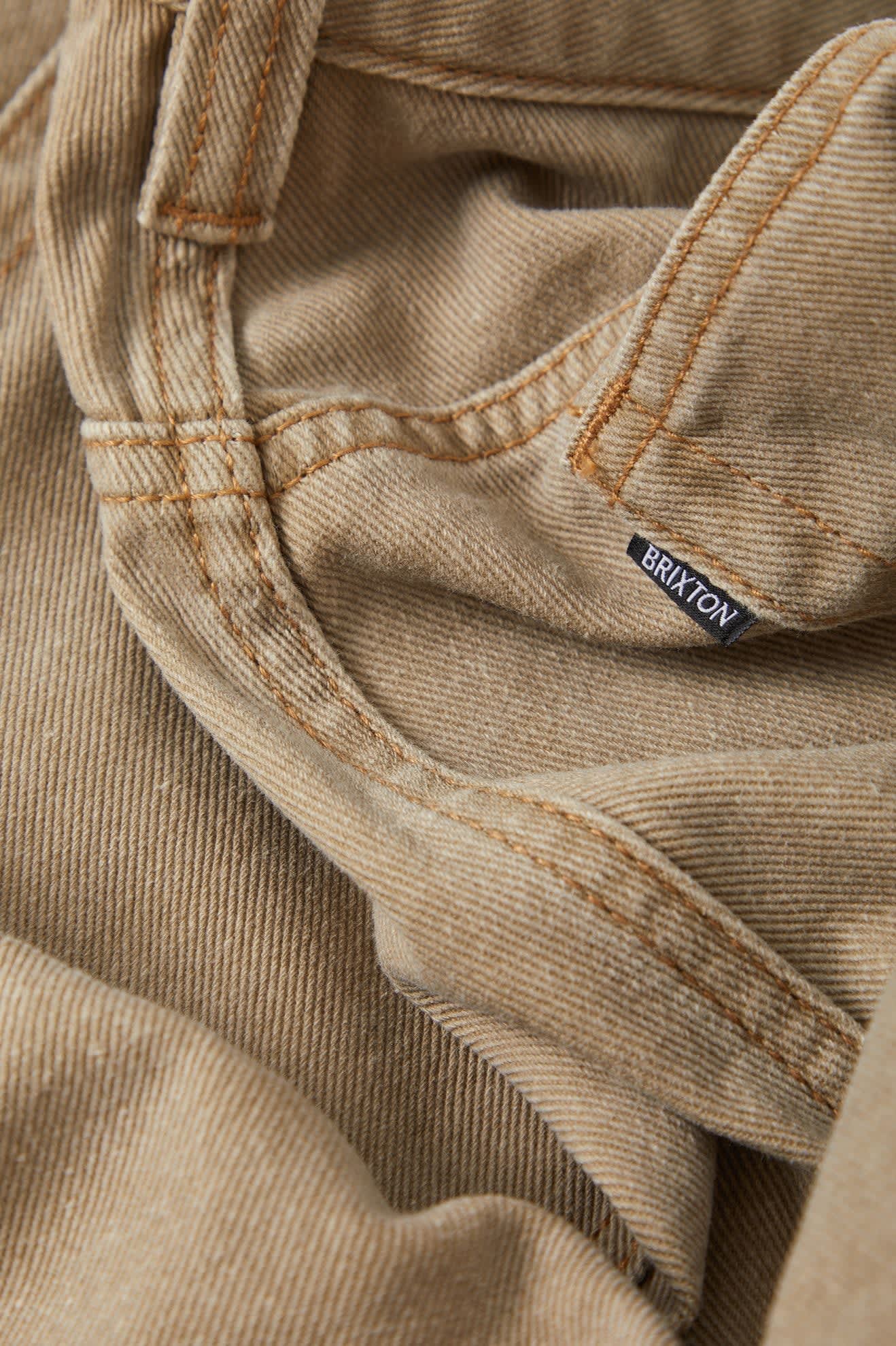 Men's Brixton Relaxed Short in the color Washed British Khaki - Additional Laydown image