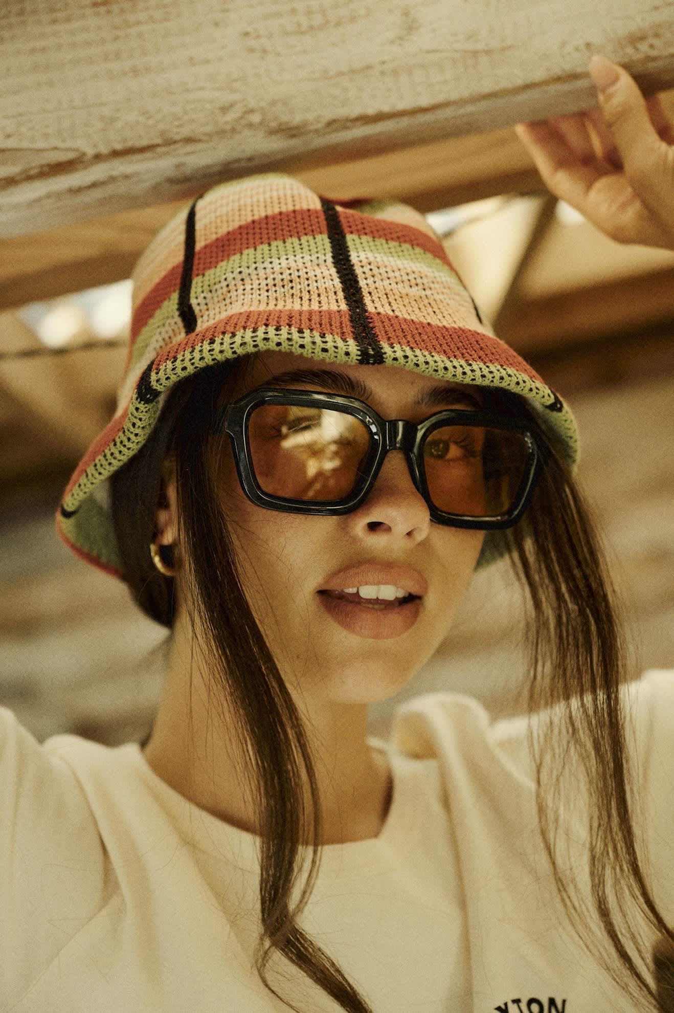 Women's Redding Knit Packable Hat in the color Peach Cobbler Multi Stripe - Women's Lifestyle image