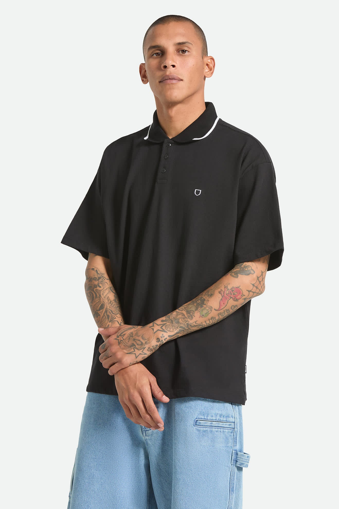 Men's Anton Short Sleeve Polo in the color Black - Additional Fit image