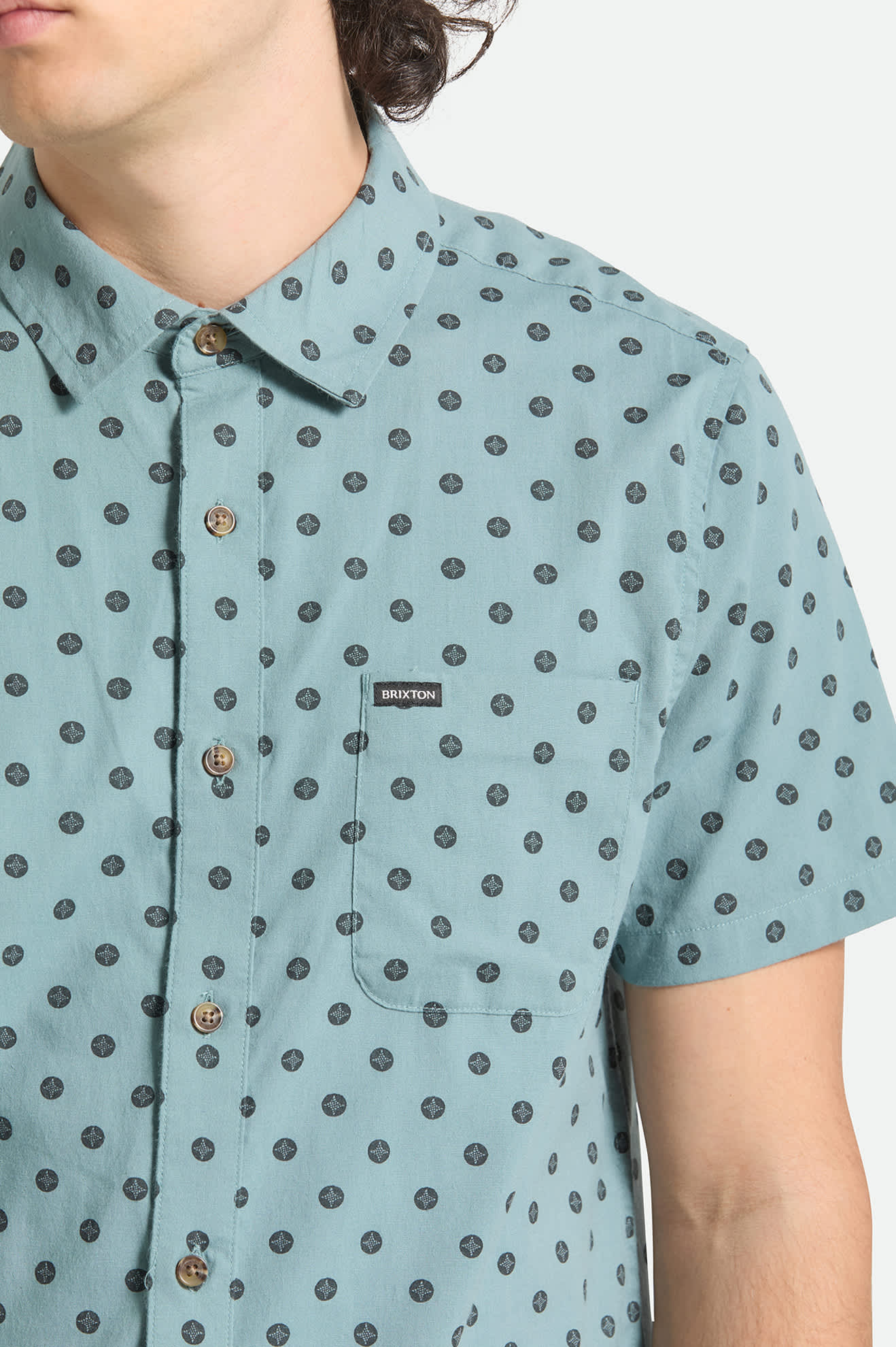 Men's Charter Print Short Sleeve Shirt in the color Micro Street Tile - Additional Fit image