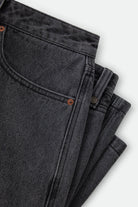 Men's Brixton Relaxed Short in the color Washed Black Denim - Additional Laydown image