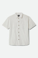 pleated front short sleeve dress shirt men white Brixton The Vintage Woven Men Shirt in White