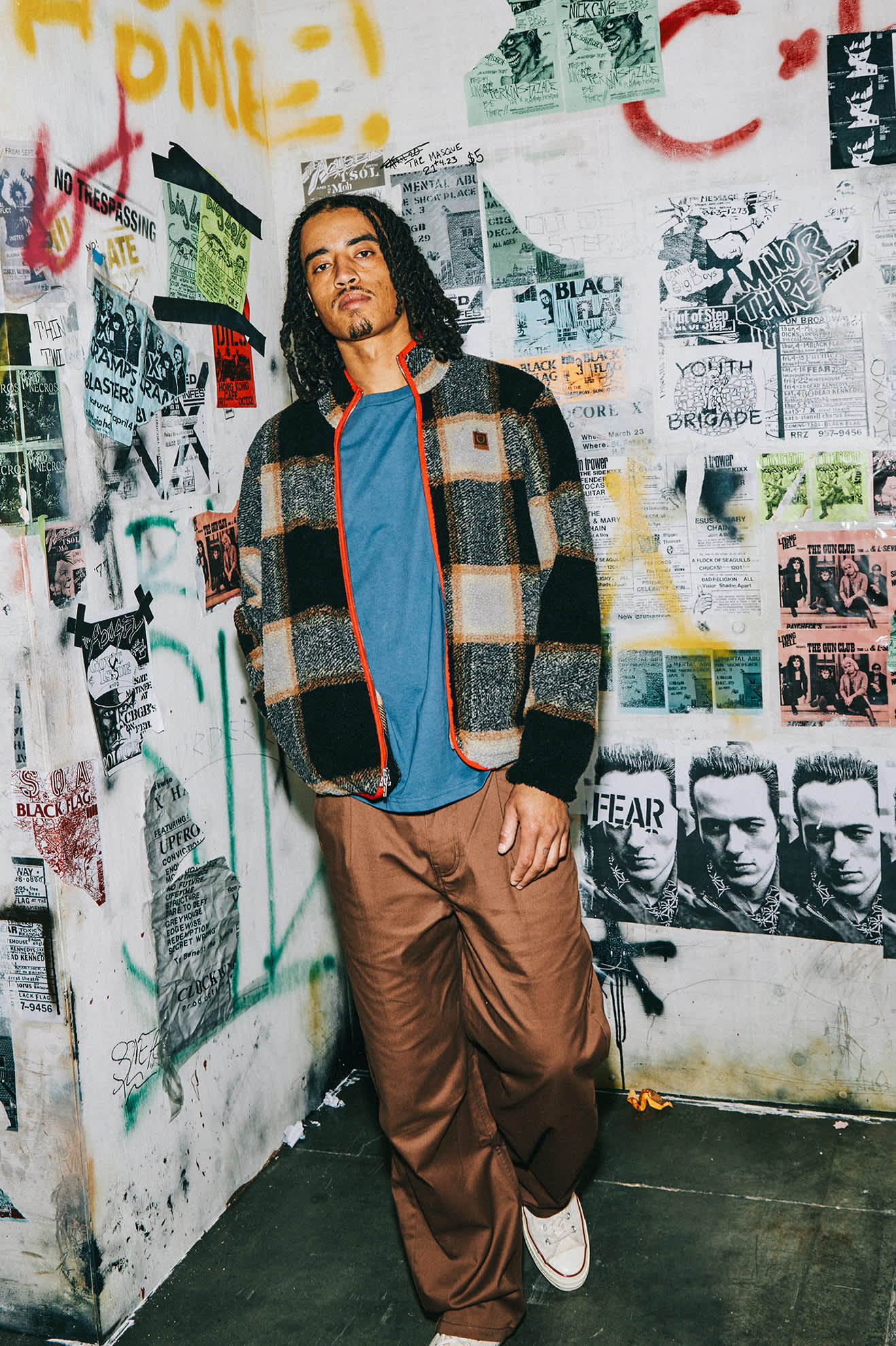 Men's Buffalo Plaid Sherpa Full Zip in the color Black/Cream - Men's Lifestyle image