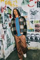 Men's Buffalo Plaid Sherpa Full Zip in the color Black/Cream - Men's Lifestyle image