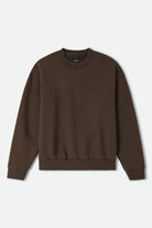 Men's Brixton Baseline Crew Fleece in the color Walnut Brown Vintage Wash - Front Product View
