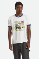 Men's Ford King Of The Mountains S/S Ringer T-Shirt in the color Wimbledon White - Men's Front View