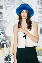 Women's Dion Packable Winter Bucket Hat in the color Cyber Blue - Men's Lifestyle image