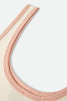 Women's Ringer Organic A-Tank in the color Off White/Silver Pink - Additional Laydown image