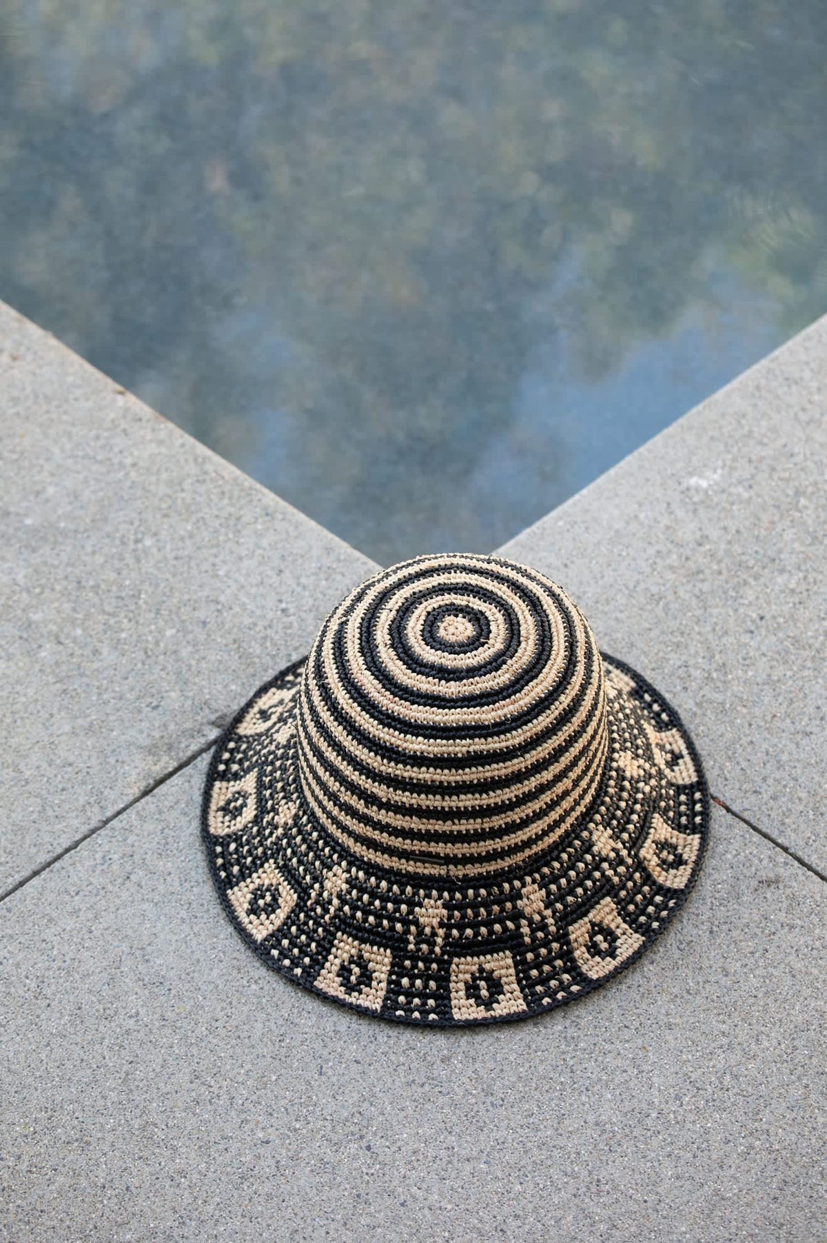 Packable Bucket Hat Woven Raffia Straw Stripe Pattern Raffia Striped Bucket Hat | Haven Well Within main image 2