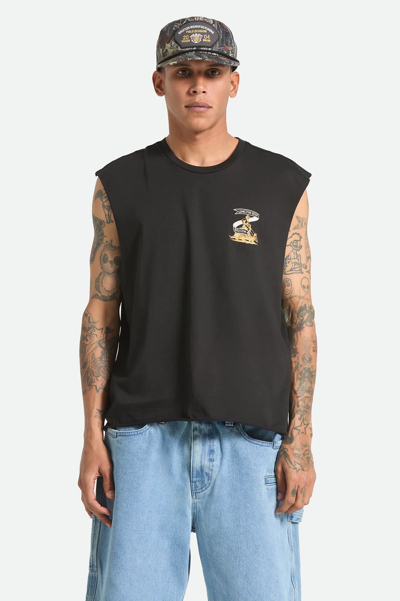 Men's Lone Star Armadillo Muscle T-Shirt in the color Black - Men's Front View