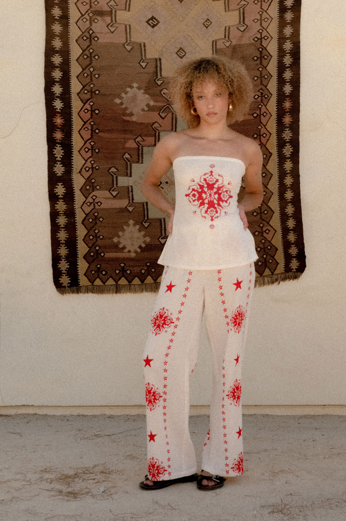 Women's The Lola Lounge Pant in the color Off White Tile - Women's Lifestyle image