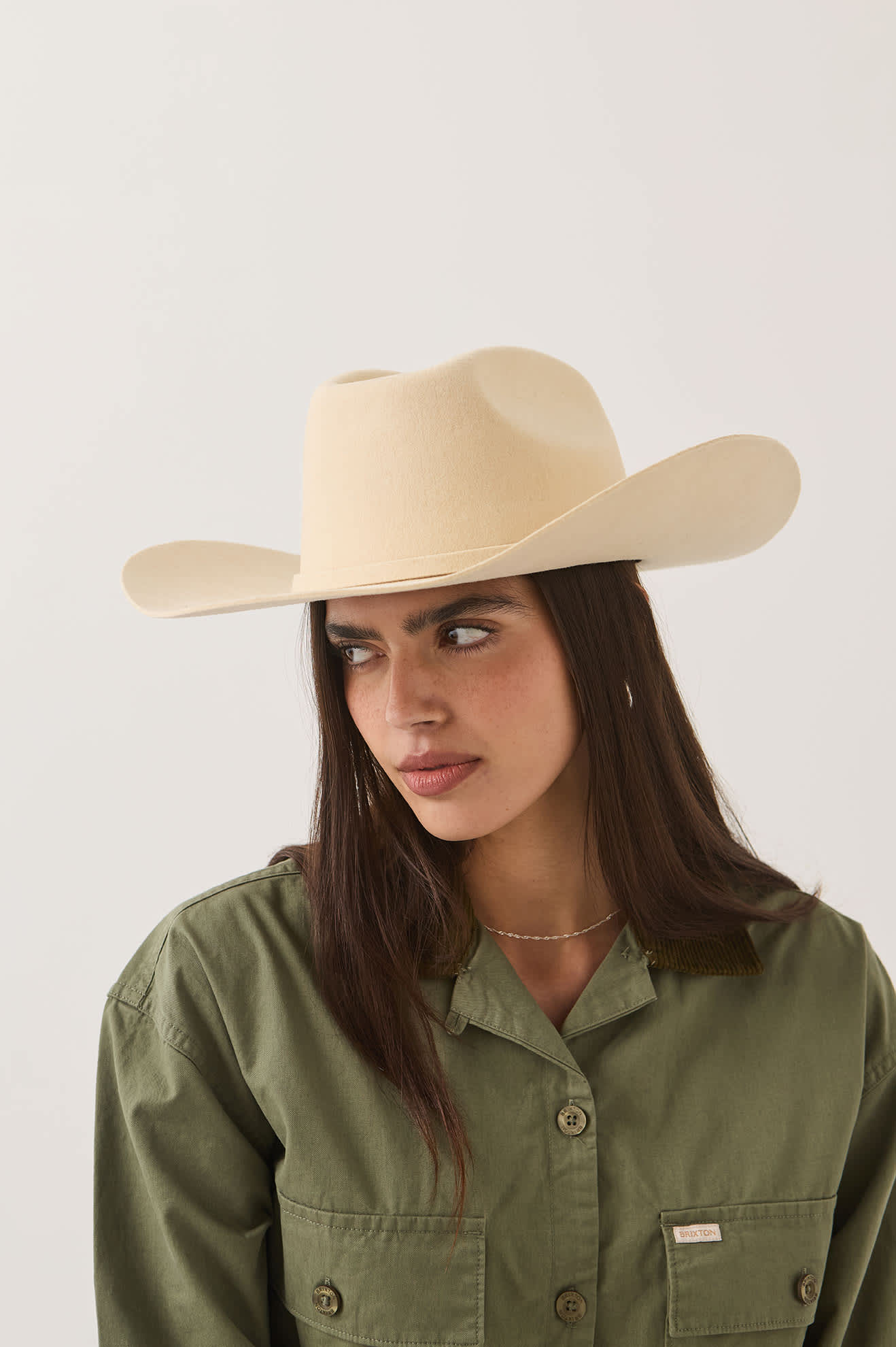 Unisex Prescott Brick Top Cowboy Hat in the color Wax Paper - Additional Fit image