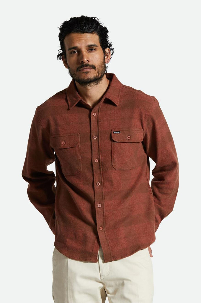 Brixton Bowery Stretch Water Resistant L/S Flannel - Sepia/Terracotta