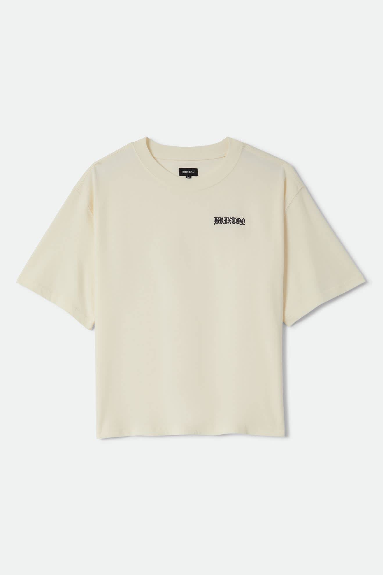 Men's Serrano Short Sleeve Boxed Crop T-Shirt in the color Cream - Front Product View