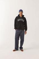 Men's Dugout Zip Hood Fleece in the color Black/Grey - Men's Front View