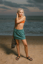 Women's Carefree Organic Garment Dye Lounge Short in the color Washed Mediterranean Teal - Men's Lifestyle image