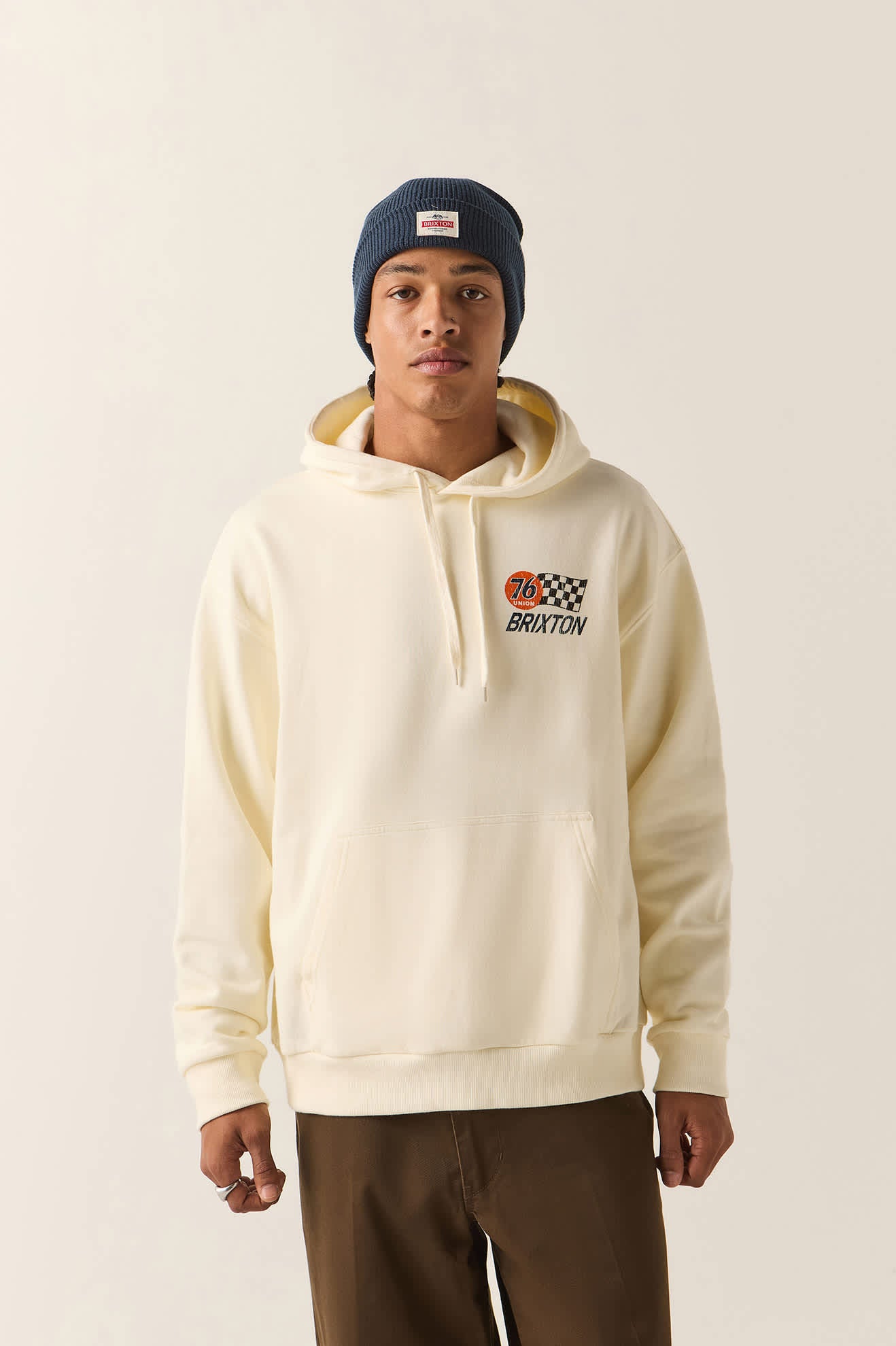 Men's 76 Finish Line Hoodie in the color Washed Off White - Men's Front View
