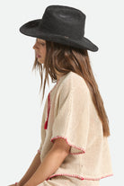 Women's Odessa Straw Packable Cowboy Hat in the color Black - Women's Side View