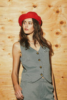 Women's Houndstooth Leisure Vest in the color Winter White/Black - Men's Lifestyle image