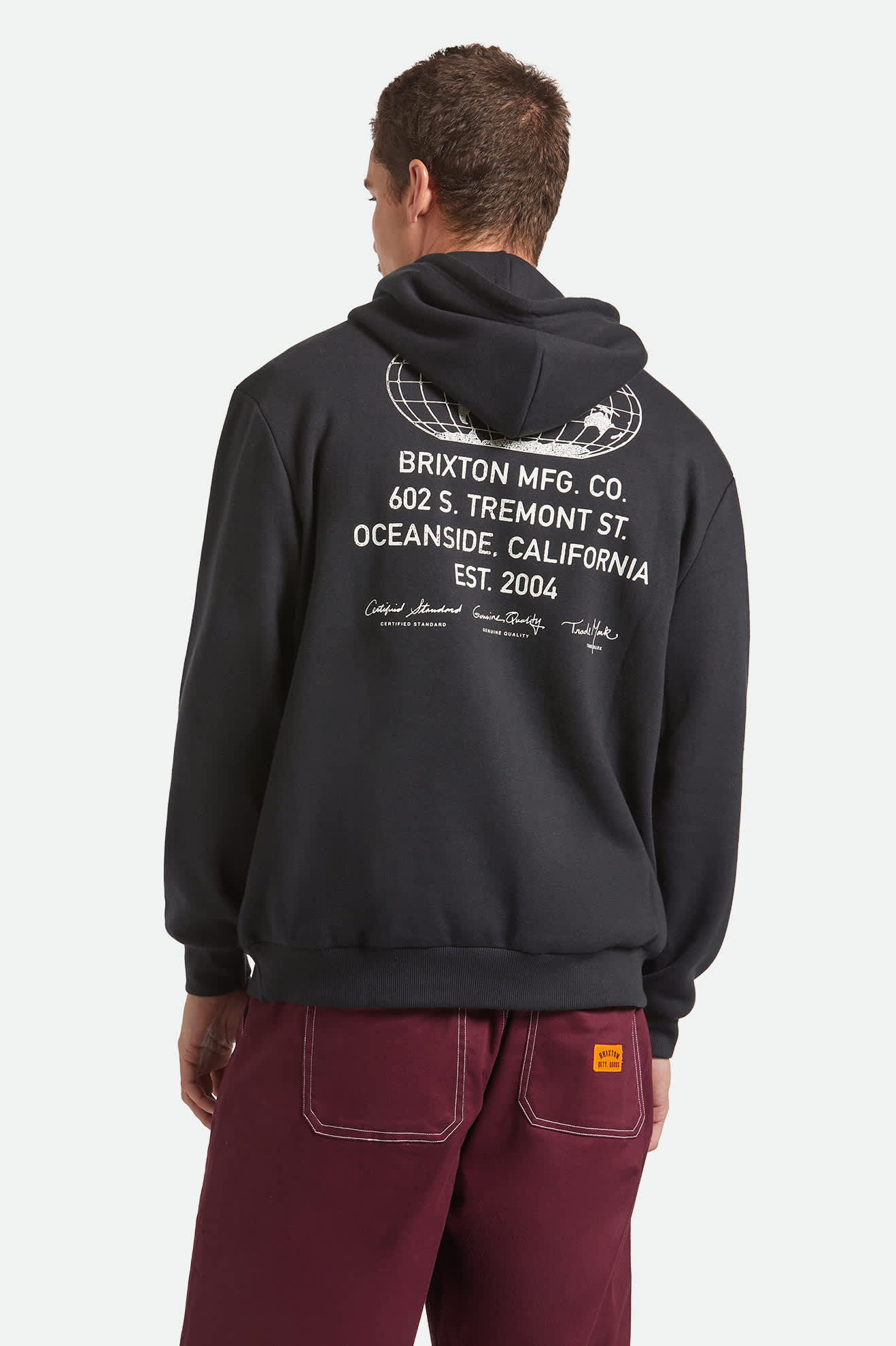 Men's Union Relaxed Hoodie in the color Black - Men's Back View
