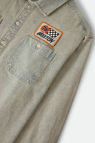 Men's 76 Mechanics Shirt in the color Navy/Off White Hickory Stripe - Additional Laydown image