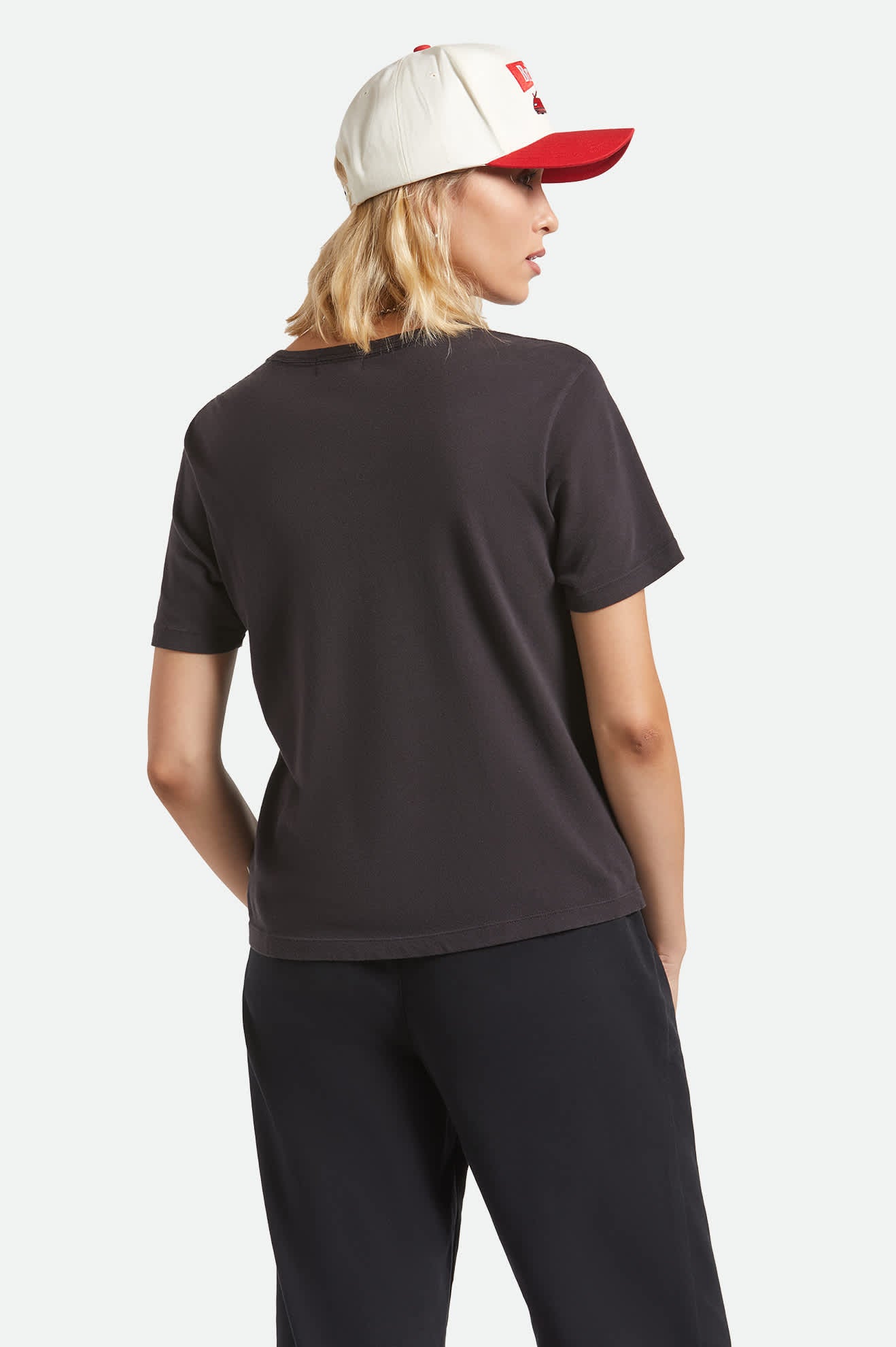 Women's Carefree Organic Garment Dye Perfect T-Shirt in the color Black - Women's Back View