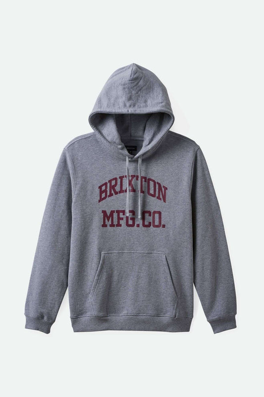 Brixton Men's Varsity Broken In Hoodie in color Heather Grey