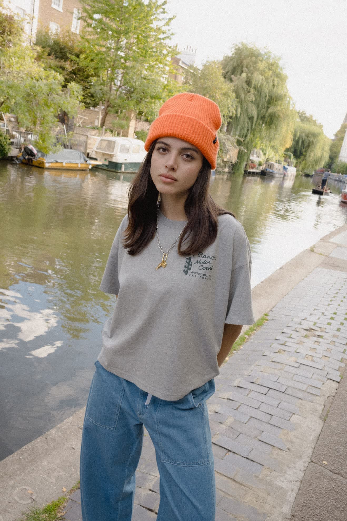 Unisex Chunky Heist Beanie in the color Bright Orange - Women's Lifestyle image