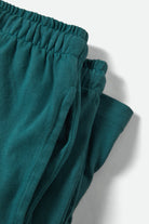 Women's Carefree Organic Garment Dye Lounge Short in the color Washed Mediterranean Teal - Additional Laydown image