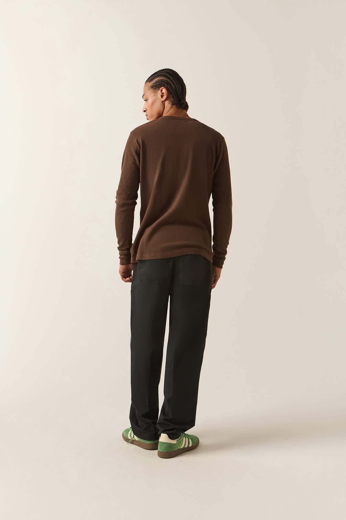 Men's Baseline Waffle Knit Top in the color Walnut Brown - Men's Back View