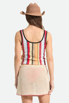 Women's Ringer Organic A-Tank in the color Peach Cobbler Multi Stripe - Additional Fit image