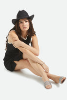 Women's Odessa Straw Packable Cowboy Hat in the color Black - Additional Fit image