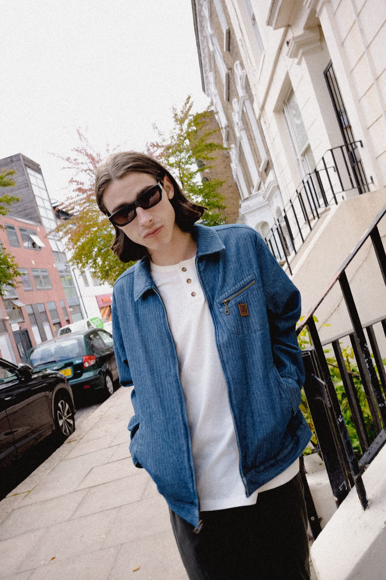 Men's Mechanic Garage Zip Jacket in the color Indigo Herringbone - Men's Lifestyle image