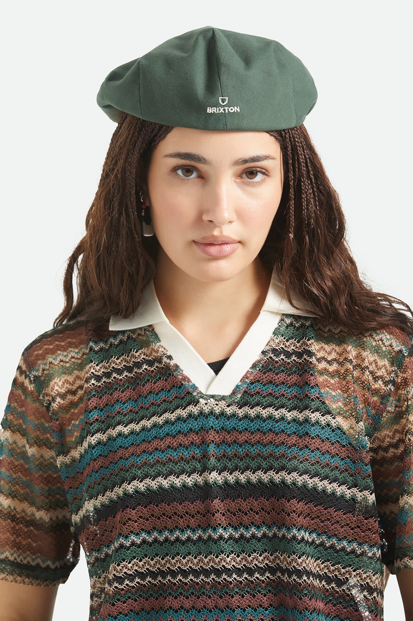 Unisex Hooligan Flat Cap in the color Primal Green - Women's Front View