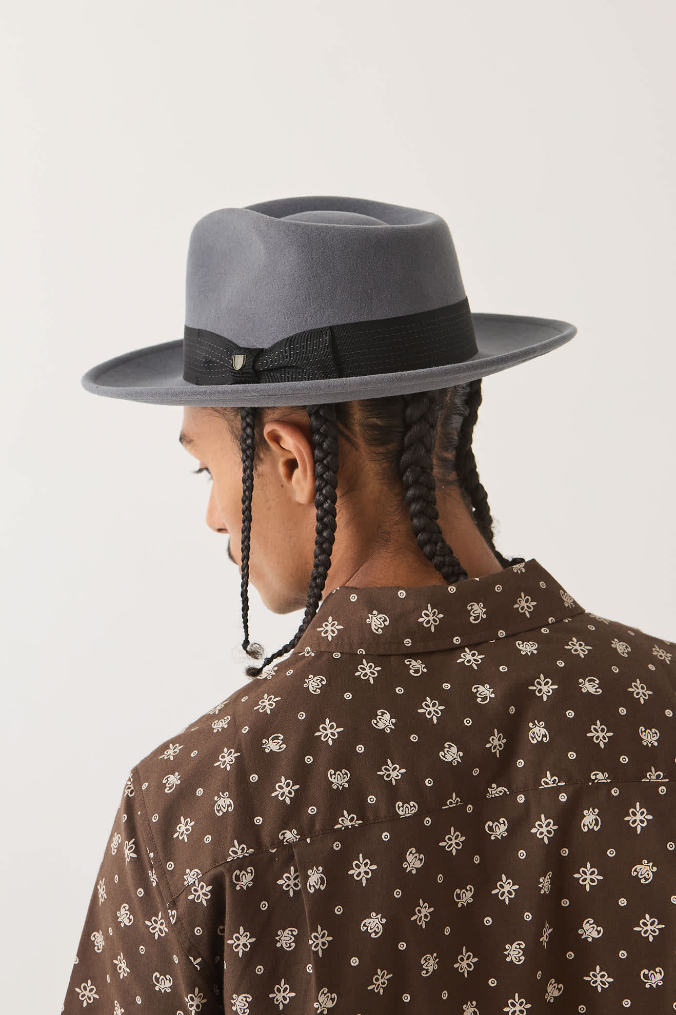 Unisex Eames Fedora in the color Future Grey/Black - Men's Back View