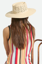 Women's Porto Straw Fedora in the color Natural - Women's Back View