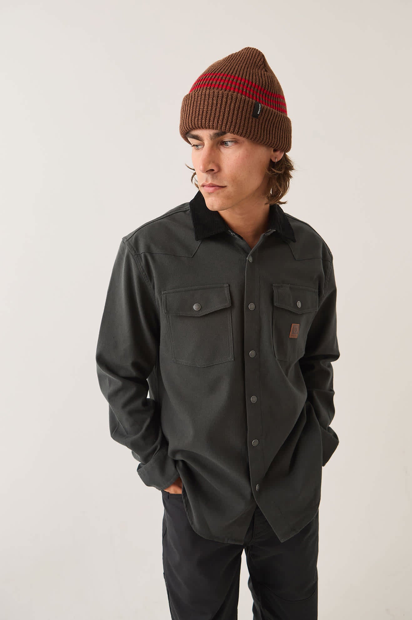 Men's Bowery Builders Ranch Performance Flannel in the color Black - Additional Fit image