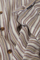 Men's Bunker Twisted Stripe Short Sleeve Camp Collar Shirt in the color Robust Red - Additional Laydown image