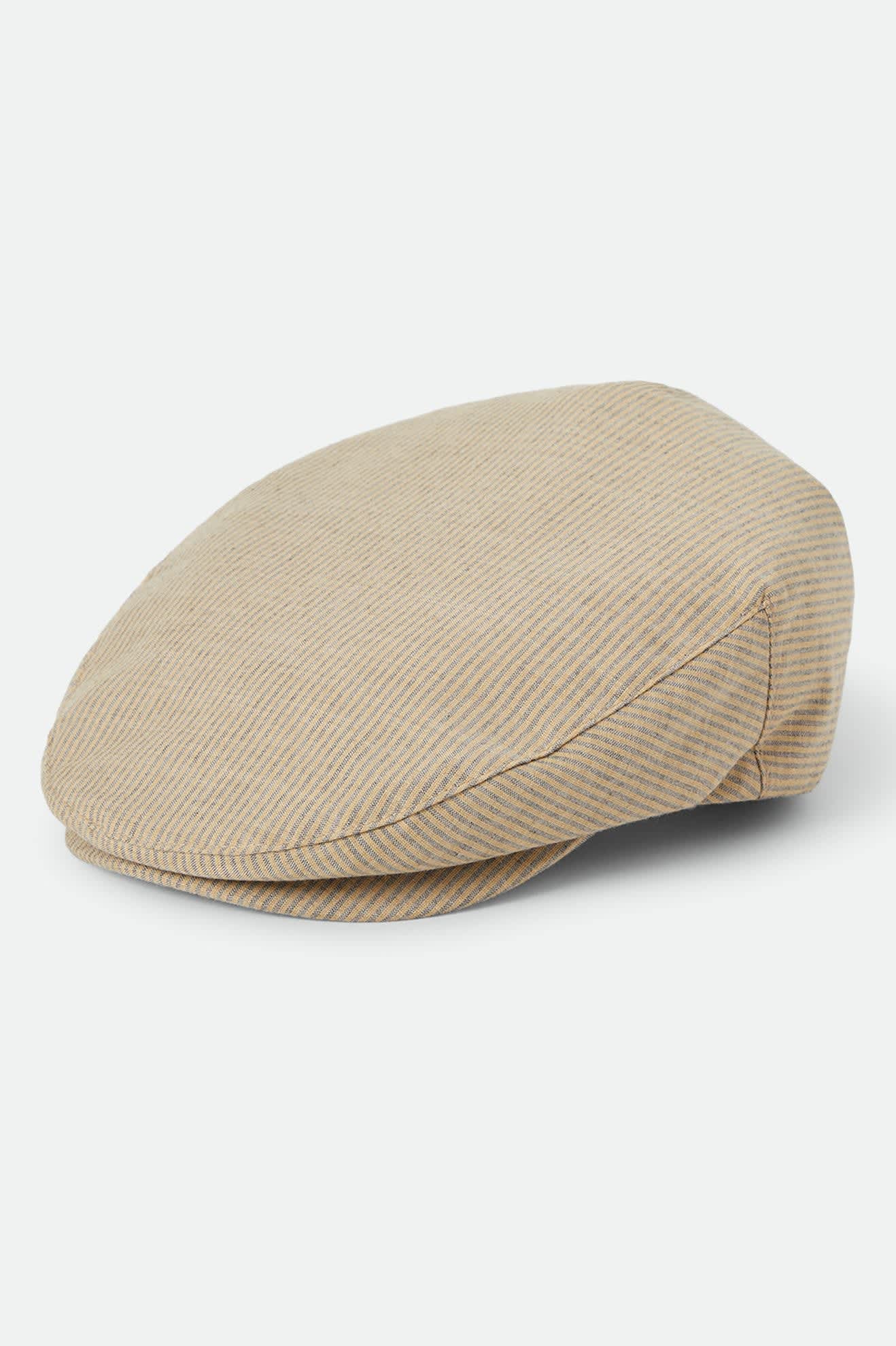 Unisex Hooligan Flat Cap in the color Khaki Stripe/Washed Black - Front Product View